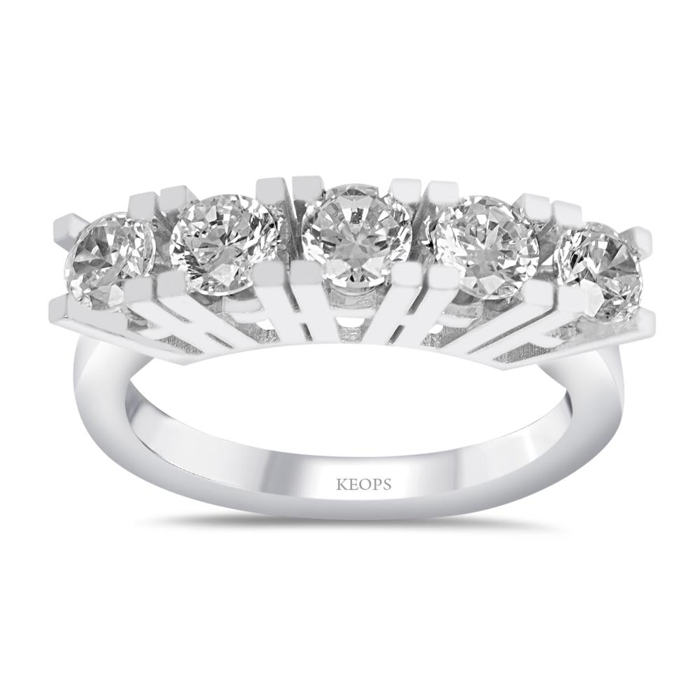 G Renk 0.85 Karat Pırlanta Beştaş Yüzük - IDL Sertifikalı