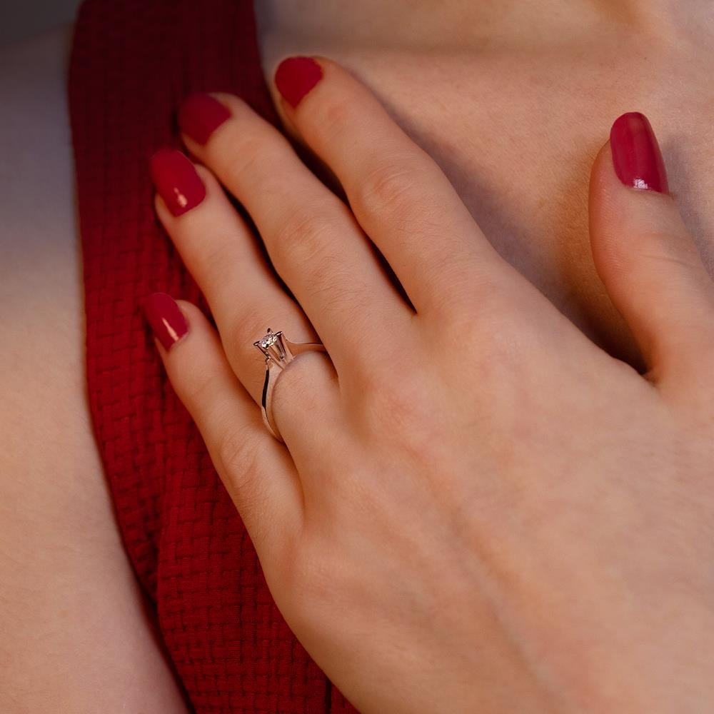 G Renk 0.20 Karat Pırlanta Tektaş Yüzük - IDL Sertifikalı