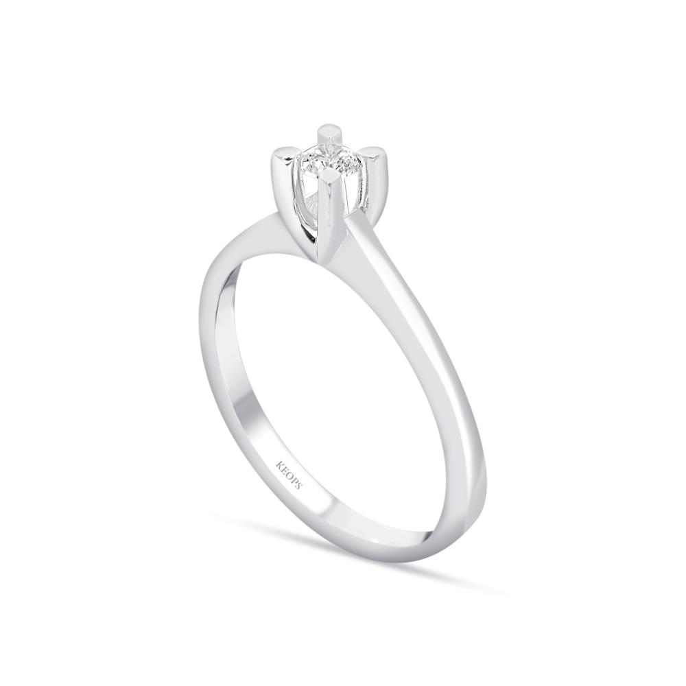 G Renk 0.10 Karat Pırlanta Tektaş Yüzük - IDL Sertifikalı