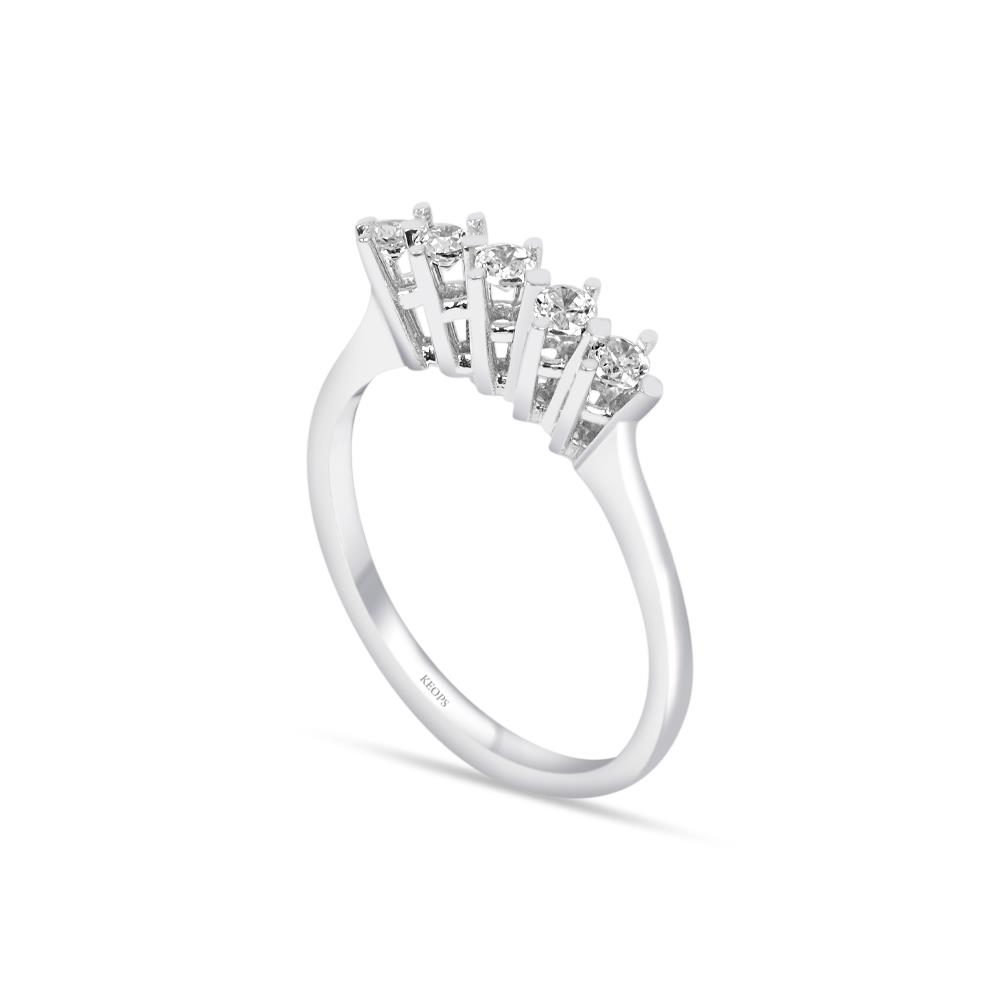 G Renk 0.25 Karat Pırlanta Beştaş Yüzük - IDL Sertifikalı