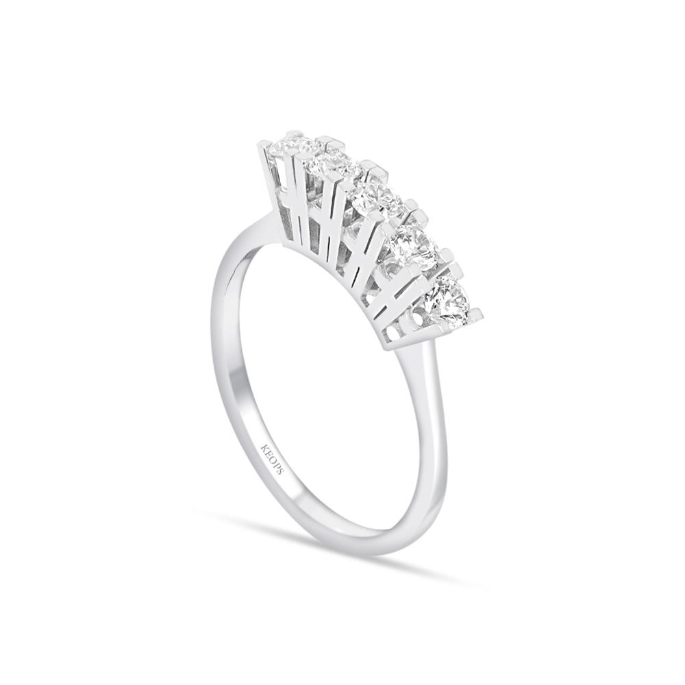 G Renk 0.75 Karat Pırlanta Beştaş Yüzük - IDL Sertifikalı