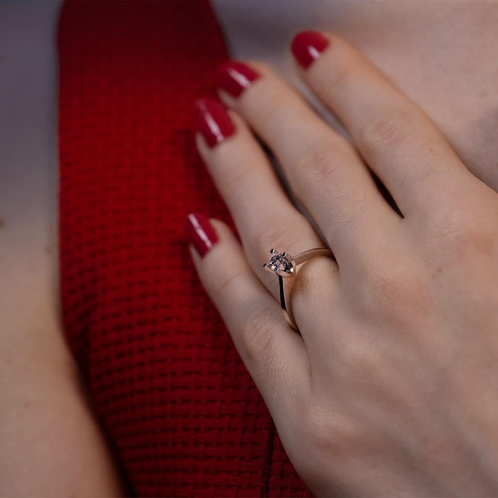 G Renk 0.25 Karat Pırlanta Tektaş Yüzük - IDL Sertifikalı