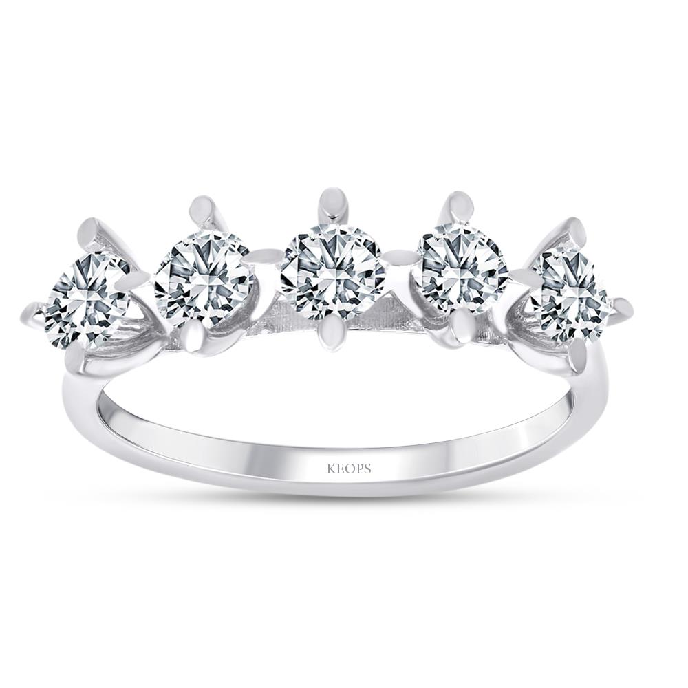 G Renk 0.45 Karat Pırlanta Beştaş Yüzük - IDL Sertifikalı