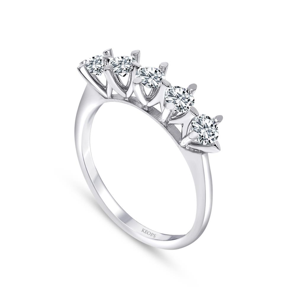 G Renk 0.45 Karat Pırlanta Beştaş Yüzük - IDL Sertifikalı