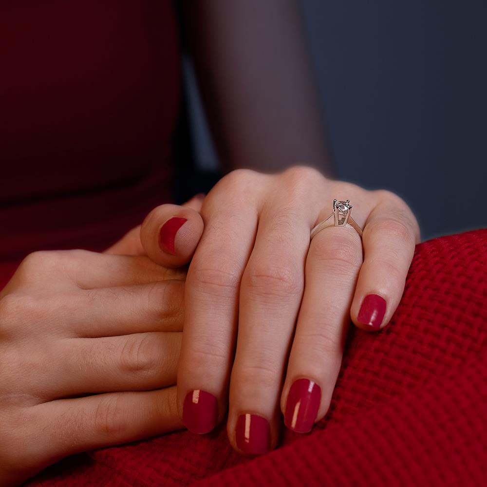 H Renk 0.40 Karat Pırlanta Tektaş Yüzük - HRD Sertifikalı