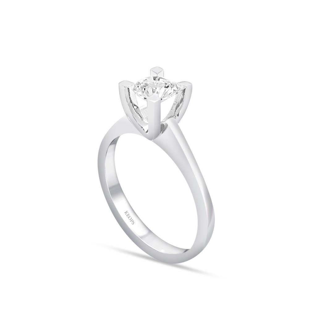 H Renk 0.60 Karat Pırlanta Tektaş Yüzük - HRD Sertifikalı