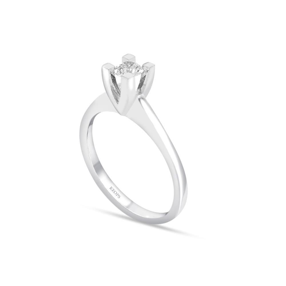 H Renk 0.30 Karat Pırlanta Tektaş Yüzük - HRD Sertifikalı