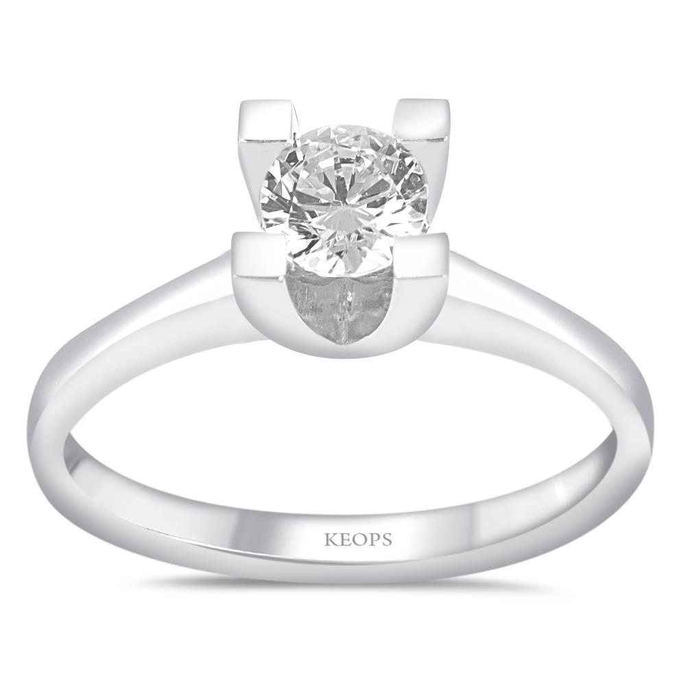 H Renk 0.40 Karat Pırlanta Tektaş Yüzük - HRD Sertifikalı