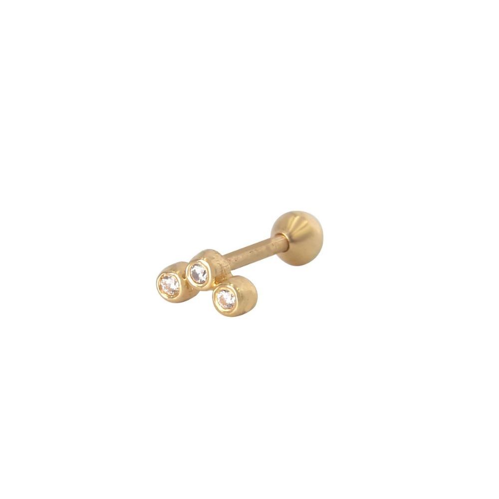 Pırlanta Three Round Tragus Küpe