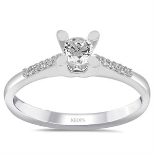  E Renk Toplam 0.32 Karat Pırlanta Kolu Taşlı Tektaş Yüzük - IDL Sertifikalı