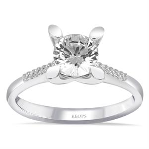  F Renk Toplam 0.92 Karat Pırlanta Kolu Taşlı Tektaş Yüzük - IDL Sertifikalı