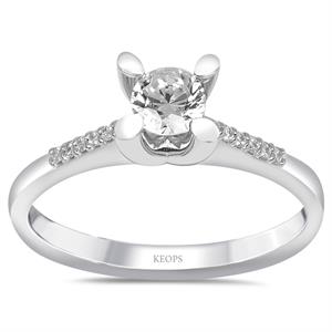  G Renk Toplam 0.42 Karat Pırlanta Kolu Taşlı Tektaş Yüzük - IDL Sertifikalı