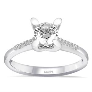  G Renk Toplam 0.62 Karat Pırlanta Kolu Taşlı Tektaş Yüzük - IDL Sertifikalı