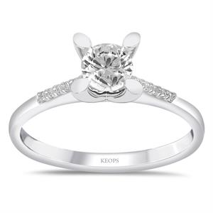  G Renk Toplam 0.82 Karat Pırlanta Kolu Taşlı Tektaş Yüzük - IDL Sertifikalı