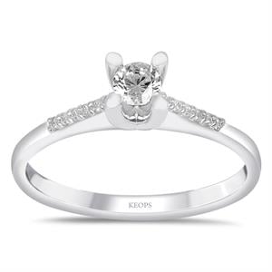  G Renk Toplam 0.27 Karat Pırlanta Kolu Taşlı Tektaş Yüzük - IDL Sertifikalı