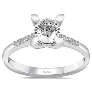  G Renk Toplam 0.72 Karat Pırlanta Kolu Taşlı Tektaş Yüzük - IDL Sertifikalı