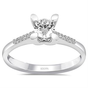  G Renk Toplam 0.52 Karat Pırlanta Kolu Taşlı Tektaş Yüzük - IDL Sertifikalı