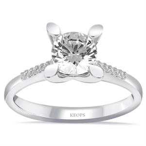  G Renk Toplam 1.02 Karat Pırlanta Kolu Taşlı Tektaş Yüzük - IDL Sertifikalı