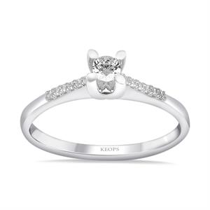  H Renk Toplam 0.22 Karat Pırlanta Kolu Taşlı Tektaş Yüzük - IDL Sertifikalı