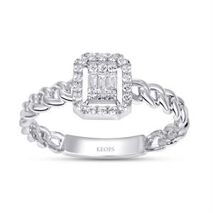 0.18 Karat Baget Pırlanta Yüzük - IDL Sertifikalı