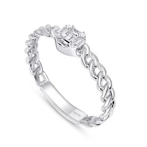 0.18 Karat Baget Pırlanta Yüzük - IDL  Sertifikalı