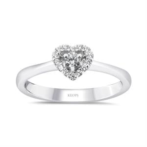 0.15 Karat Kalp Tektaş Yüzük - IDL Sertifikalı