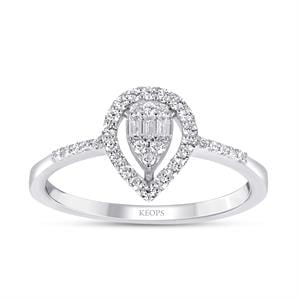 0.23 Karat Pırlanta Taşlı Damla Fantezi Yüzük