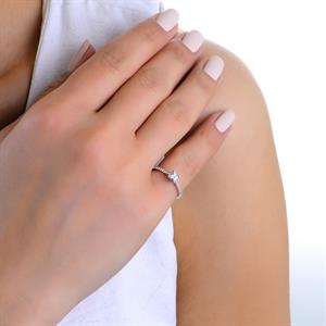 0.45 Karat Özel Tasarım Prenses Kesim Kare Pırlanta Yüzük - HRD Sertifikalı - 1100673