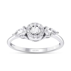 0,40  Karat F  Renk Fantezi Damla Kesim Pırlanta Yüzük