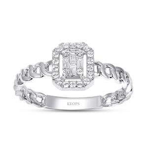 0.19 Karat Baget Pırlanta Yüzük - IDL Sertifikalı