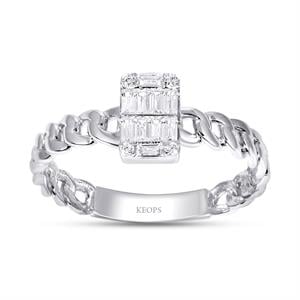 0.22 Karat Baget Pırlanta Yüzük -IDL Sertifikalı