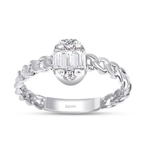 0.16 Karat Baget Pırlanta Yüzük - IDL Sertifikalı