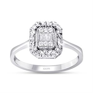 0.10 Karat Baget Pırlanta Yüzük - IDL Sertifikalı