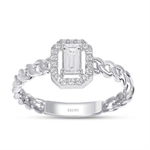 0.35 Karat Baget Pırlanta Tektaş Yüzük - IDL Sertifikalı 