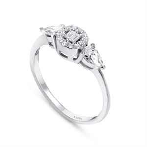 0,40  Karat F  Renk Fantezi Damla Kesim Pırlanta Yüzük