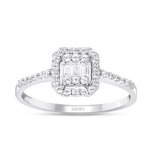 0.45 Karat Baget Pırlanta Yüzük - IDL Sertifikalı