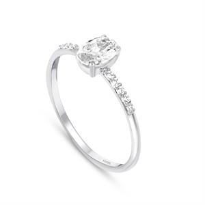 0.70 Karat  Özel Tasarım Oval Pırlanta Tektaş Yüzük-HRD Sertifikalı