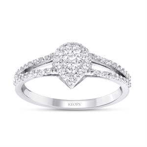 0.34 Karat Pırlanta Çift Kollu Damla  Fantezi Yüzük