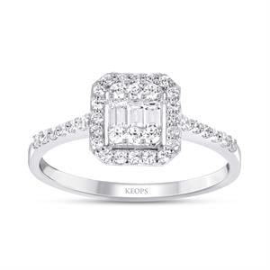 0,42 Karat Baget Pırlanta Yüzük - IDL Sertifikalı