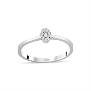 0,25 Karat Görünümlü Oval Efektli Pırlanta Yüzük - 1100656
