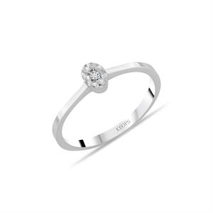 0,25 Karat Görünümlü Oval Efektli Pırlanta Yüzük - 1100656