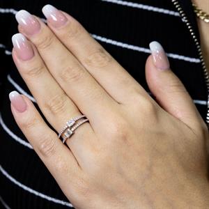 0,43 Karat Baget Pırlanta Çift Kollu Yüzük