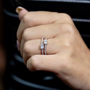 0,43 Karat Baget Pırlanta Çift Kollu Yüzük