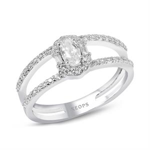 0,54 Karat Çift Kollu Baget Oval Yüzük