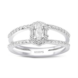 0,54 Karat Çift Kollu Baget Oval Yüzük