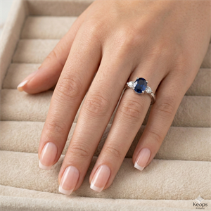 1.27 Karat Pırlantalı Safir Yüzük - 11001074R-W006