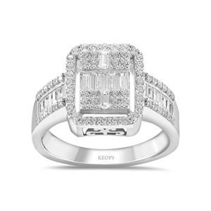 1.10 Karat Kolu Baget Taşlı Baget Pırlanta Yüzük - IDL Sertifikalı