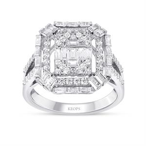 1.02 Karat Baget Pırlanta Love Yüzük - IDL Sertifikalı