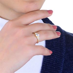 1.12 Karat Oval Pırlanta Salkım Yüzük - HRD Sertifikalı - 1100638