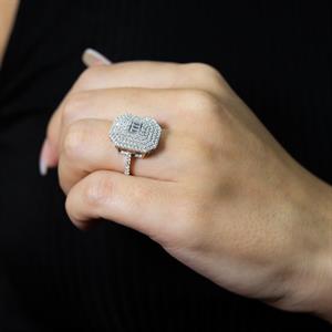 1 Karat Baget Pırlanta  Platform Yüzük